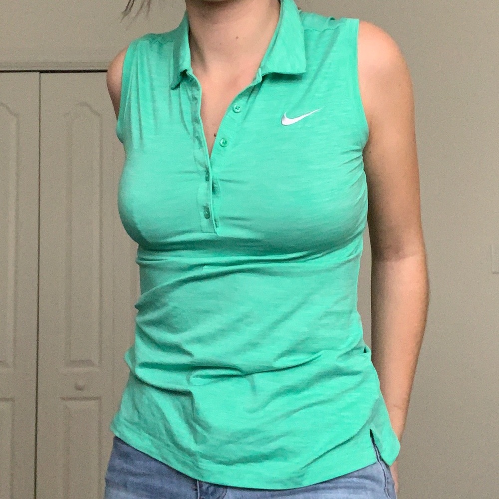 Nike Golf Dri-Fit Collared Green Tank Size Small